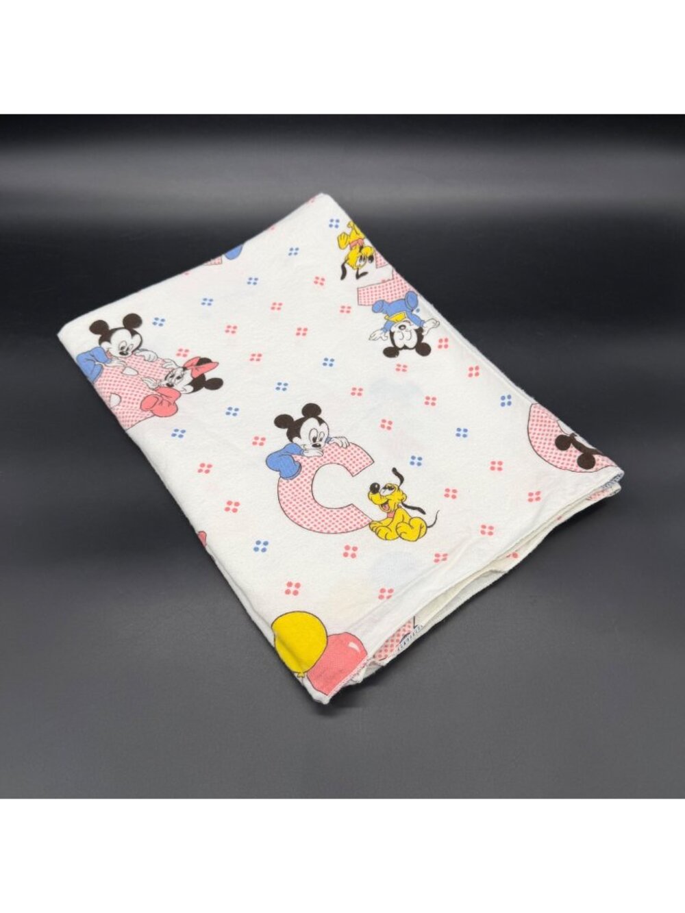 Vintage Disney Baby Receiving Blanket Mickey Minnie Pluto ABCs 1984 Dundee USA